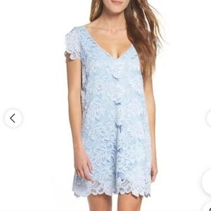 BB Dakota Jacequline Lace Shift Dress Cap Sleeve light Blue
